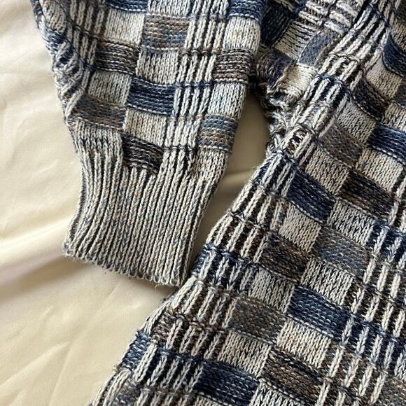 Vtg Y2K 2000s Gray Checkered Cardigan Men's M Preppy Grunge Punk - Picture 4 of 7